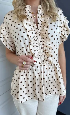 Say INA Copenhagen Top - Freya - Beige Dots