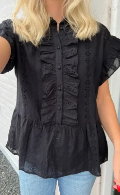 Say INA Copenhagen Top - Freya - Black Broderie Anglaise