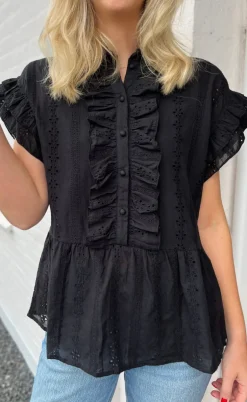 Say INA Copenhagen Top - Freya - Black Broderie Anglaise