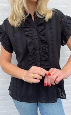 Say INA Copenhagen Top - Freya - Black Broderie Anglaise
