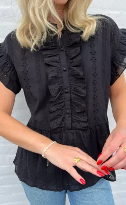 Say INA Copenhagen Top - Freya - Black Broderie Anglaise