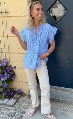 Say INA Copenhagen Top - Freya - Blue Striped