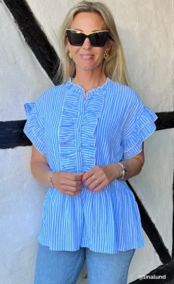 Say INA Copenhagen Top - Freya - Blue Striped