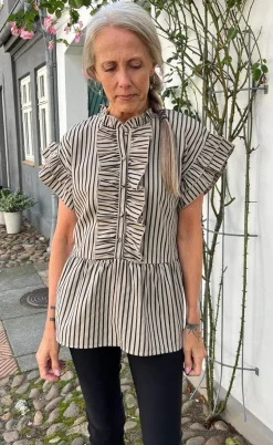 Say INA Copenhagen Top - Freya - Brown/Black Stripe