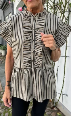 Say INA Copenhagen Top - Freya - Brown/Black Stripe