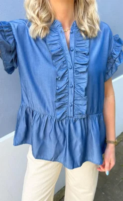 Say INA Copenhagen Top - Freya - Denim Blue