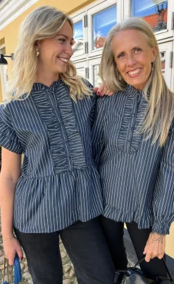 Say INA Copenhagen Top - Freya - Denim Blue Pinstripe