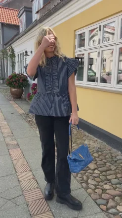 Say INA Copenhagen Top - Freya - Denim Blue Pinstripe