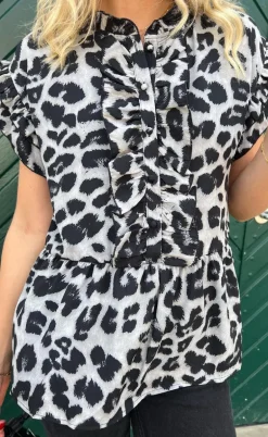 Say INA Copenhagen Top - Freya - Grey Leopard