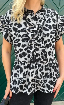 Say INA Copenhagen Top - Freya - Grey Leopard