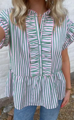 Say INA Copenhagen Top - Freya - Pink/Green Striped