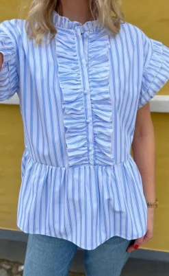 Say INA Copenhagen Top - Freya - White/Blue Striped