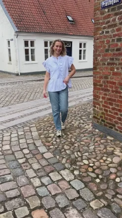 Say INA Copenhagen Top - Freya - White/Blue Striped