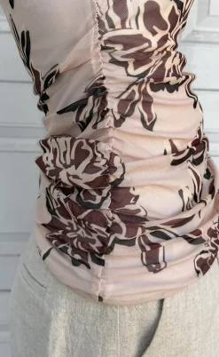 Say INA Copenhagen Top - Martina Mesh - Brown Flower