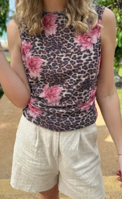 Say INA Copenhagen Top - Martina Mesh - Leopard / Flower