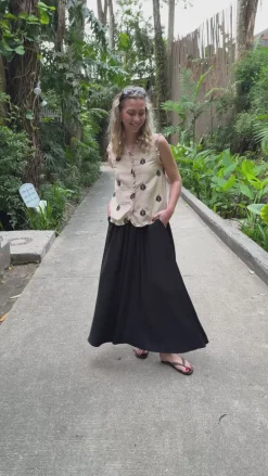 Say INA Copenhagen Top - Melania - Beige w. Black Embroidery