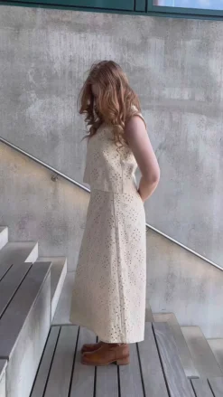 Say INA Copenhagen Top - Naja - Off White Denim W. Embroidery