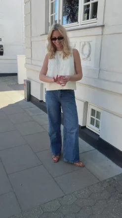 Say INA Copenhagen Top - Naja - Off White Denim W. Embroidery