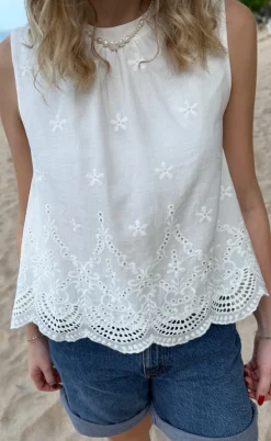 Say INA Copenhagen Top - Silja - White Broderie Anglaise