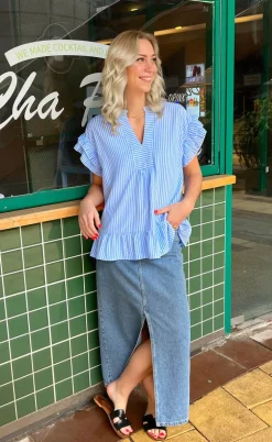 Say INA Copenhagen Top - Winnie - Blue Striped