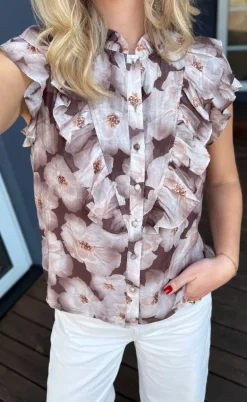 Say INA Copenhagen Top - Zita - Brown Flowers
