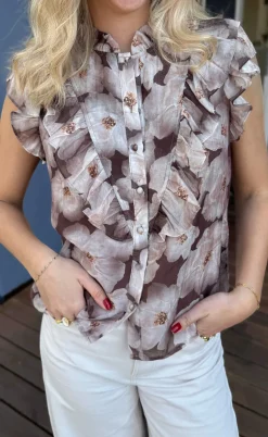 Say INA Copenhagen Top - Zita - Brown Flowers