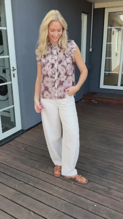 Say INA Copenhagen Top - Zita - Brown Flowers