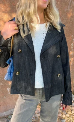 Say INA Copenhagen Trenchcoat / Jakke - Silje - Black Denim
