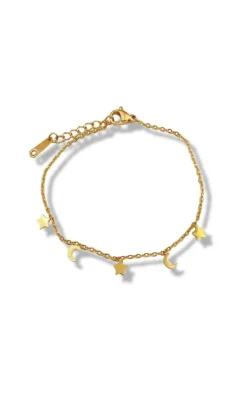 Smykkeli Copenhagen Armbånd - Porto Moon & Stars - Gold Colour