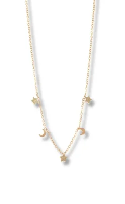 Smykkeli Copenhagen Halskæde - Porto Moon & Stars - Gold Colour