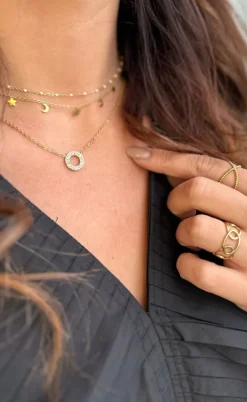 Smykkeli Copenhagen Halskæde - Porto Moon & Stars - Gold Colour