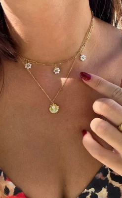 Smykkeli Copenhagen Halskæde - Shiny Shell - Gold Colour