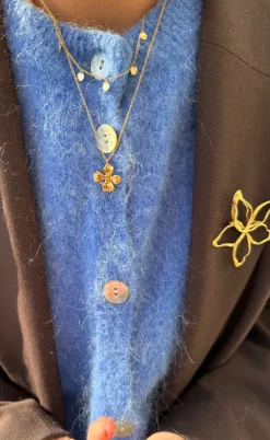 Smykkeli Copenhagen Halskæde - Textured Flower - Gold Colour