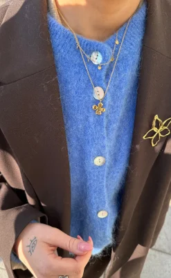 Smykkeli Copenhagen Halskæde - Textured Flower - Gold Colour