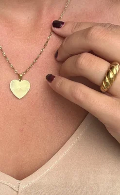 Smykkeli Copenhagen Halskæde - Textured Heart - Golden