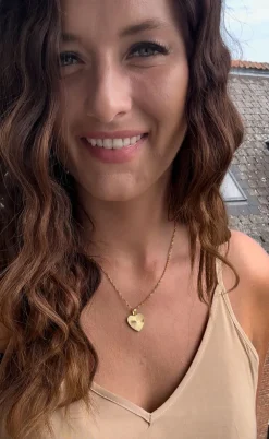 Smykkeli Copenhagen Halskæde - Textured Heart - Golden