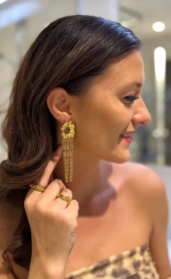 Smykkeli Copenhagen Øreringe - Augusta Long - Gold Colour