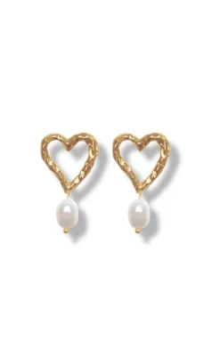 Smykkeli Copenhagen Øreringe - Bella Heart - Gold Colour