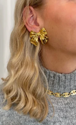 Smykkeli Copenhagen Øreringe - Big Bow - Gold Colour