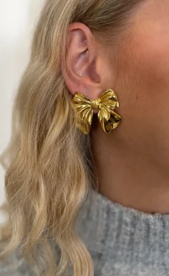 Smykkeli Copenhagen Øreringe - Big Bow - Gold Colour