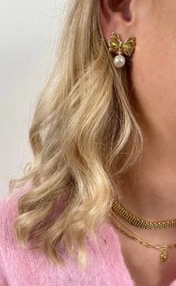 Smykkeli Copenhagen Øreringe - Christina Bow - Gold Colour