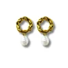 Smykkeli Copenhagen Øreringe - Hammered Pearl - Gold Colour