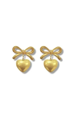 Smykkeli Copenhagen Øreringe - Heart Bow - Gold Colour