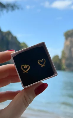 Smykkeli Copenhagen Øreringe - Hollywood Heart - Gold Colour