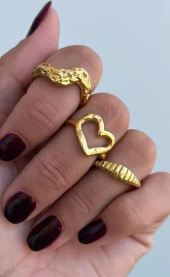 Smykkeli Copenhagen Ring - Big Heart - Gold Colour