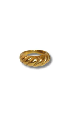 Smykkeli Copenhagen Ring - Twisted Crossaint Large - Golden Colour
