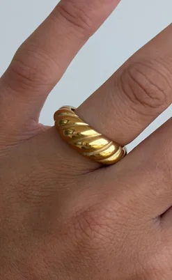 Smykkeli Copenhagen Ring - Twisted Crossaint Large - Golden Colour
