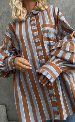 Stories From The Atelier Skjorte - Untitled - Brown/Light Blue