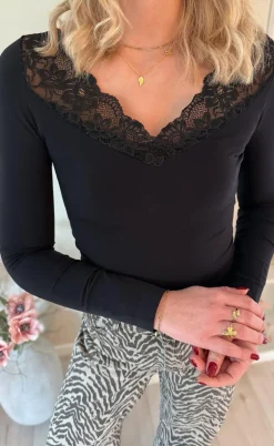 Tim & Simonsen Bluse - Belen V-Lace - Nero
