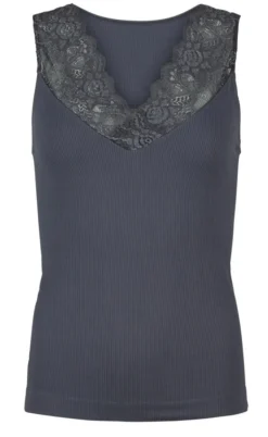 Tim & Simonsen Top - Belen V-Lace - Antracite (vendbar)
